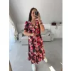 Sukienka Rosie krótki rękaw czarna czerwone kwiaty
