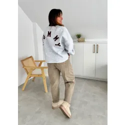 Bluza Mommy szara napis bordowy