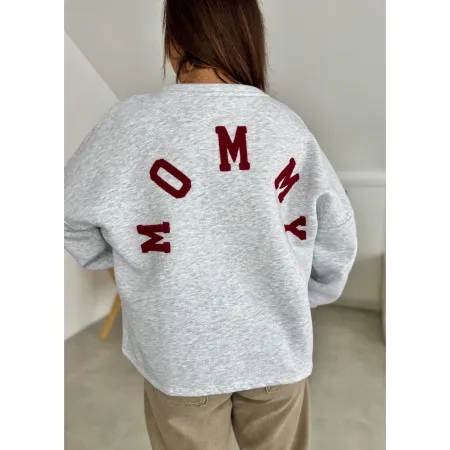 Bluza Mommy szara napis bordowy